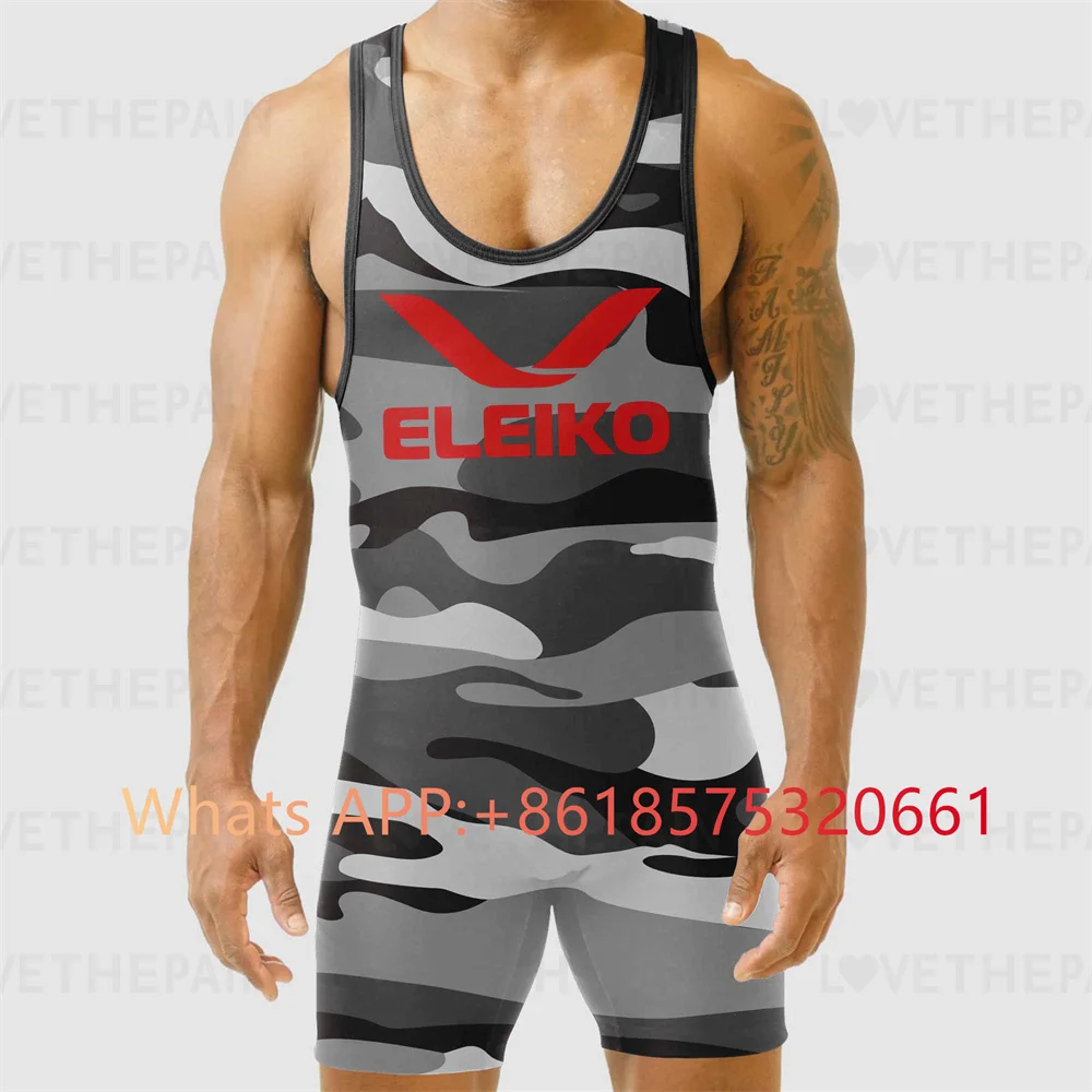 Running Gear Train - ELEIKO メンズレスリングシングレットユニフォーム高度なシングレット服トレインレスリングギアランニングスピードスーツスポーツウェアボクシングタイツ