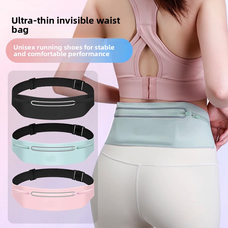 Running Gear Belt - 3ポケット反射ランニングベルトマラソンウエストバッグ超薄型防水軽量ゼロバウンスセーフ7.5インチスマホ対応ウエストサイズ60-120cm