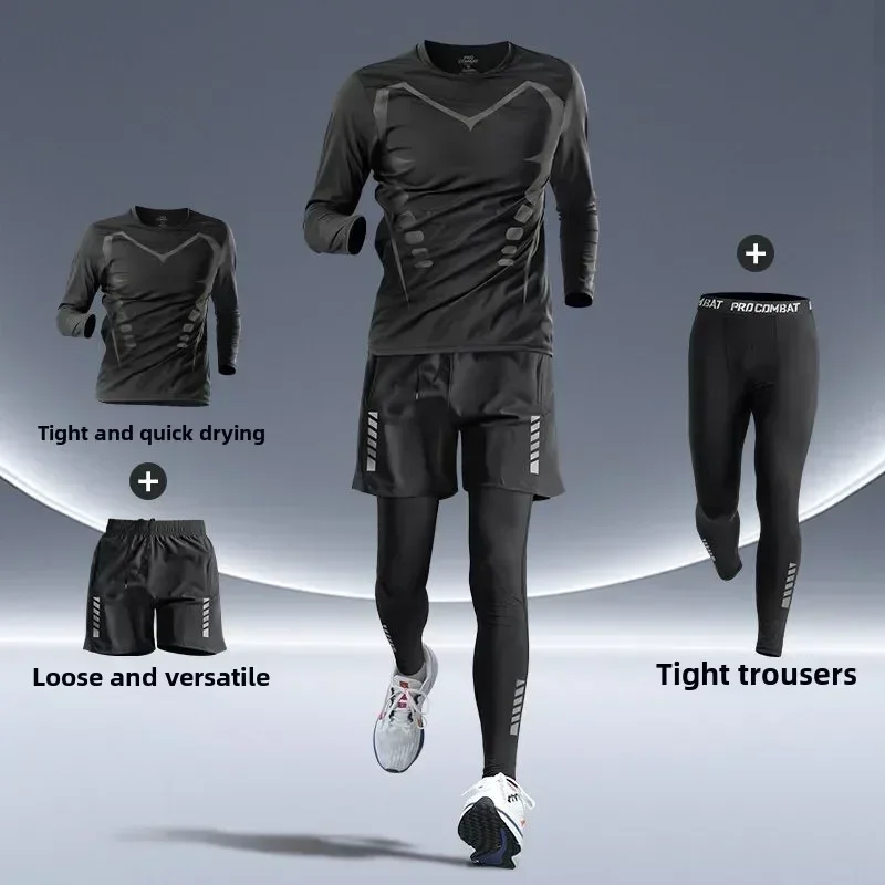 Running Gear Autumn - 新しいメンズウェア ギア フィットネス ランニングセット タイトフィット クイックドライ