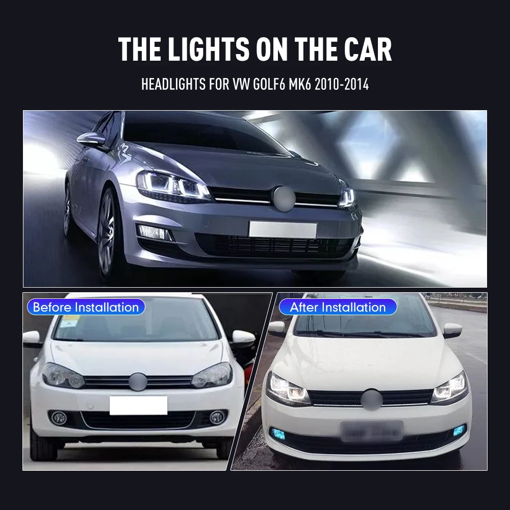 Running Headlamp Led - 2個入り 車用スタイリングヘッドランプ VW ゴルフ6 MK6 2010-2014