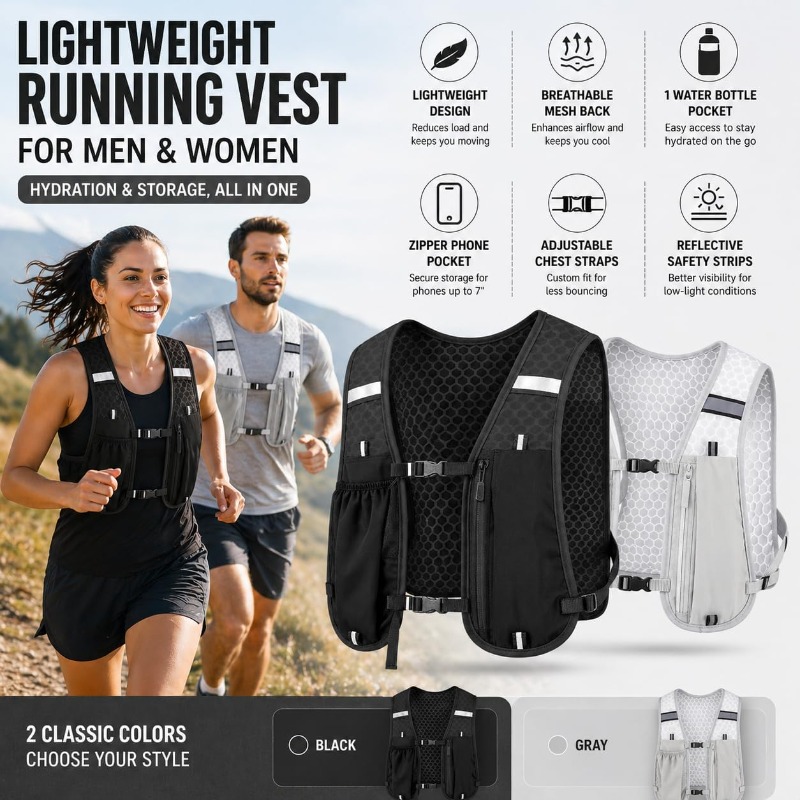 ランニング＆サイクリングスポーツ用反射軽量ベスト、携帯電話収 - Running Gear Autumn のレビューと価格