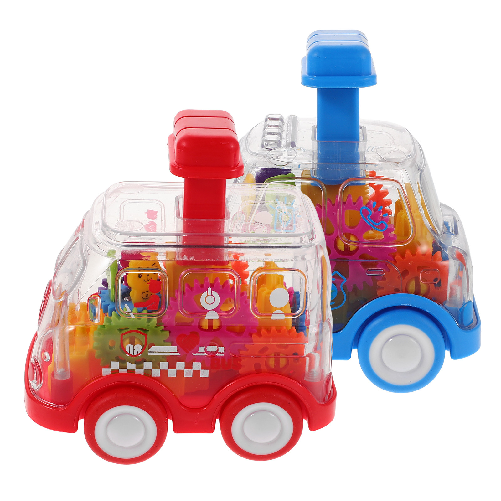 2個セット 子供用ギアカー 透明デザイン 慣性摩擦動力車 幼 - Running Gear Design のレビューと価格