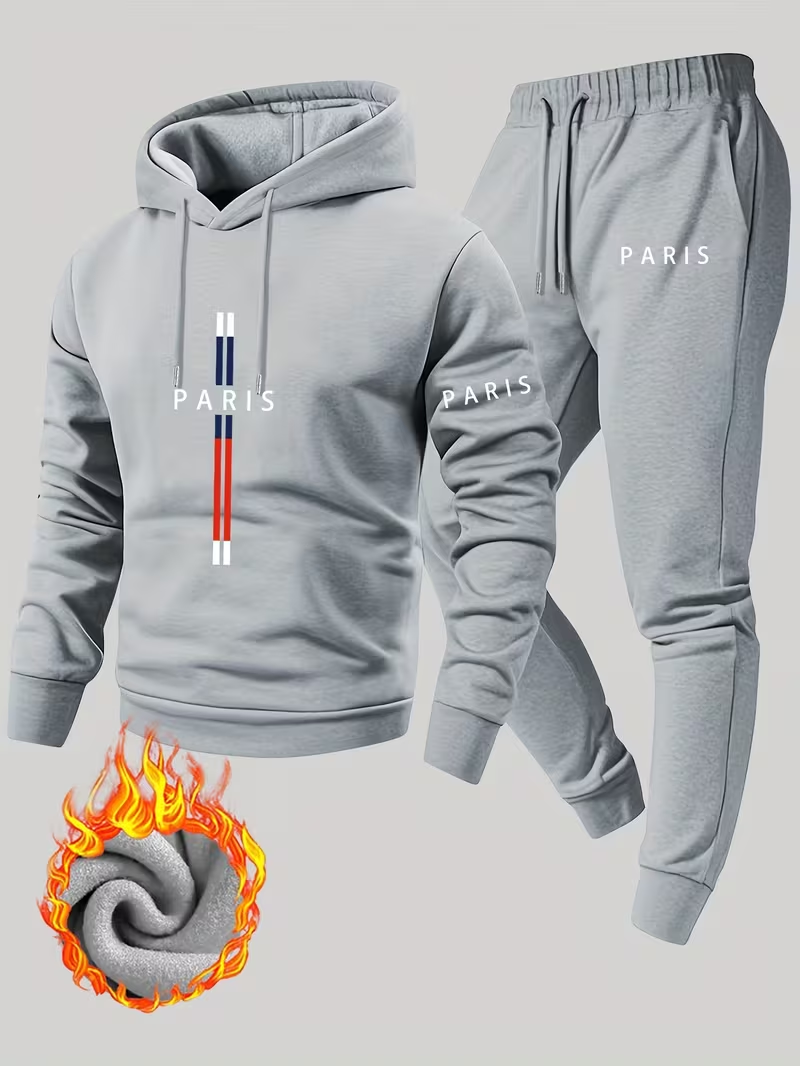 メンズアーバンカジュアルツーピースセット フード付きトップス - Running Gear Autumn のレビューと価格
